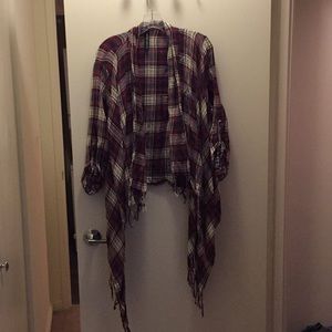 Plaid fringe Cardigan